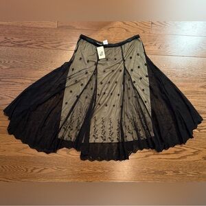 Max Studio Black and Tan Sheet Lace Skirt